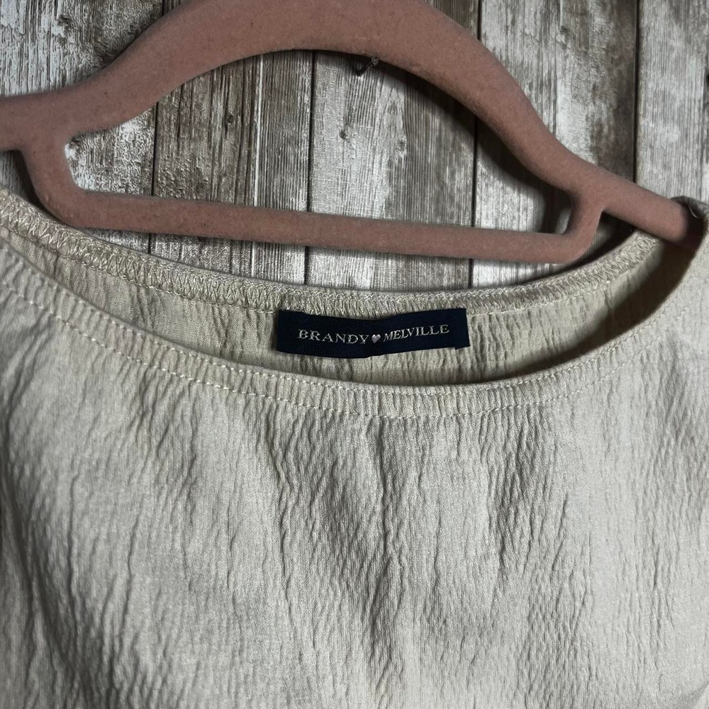 Cream Brandy Melville Tank with Wrinkle Texture One Size - Picture 5 of 6